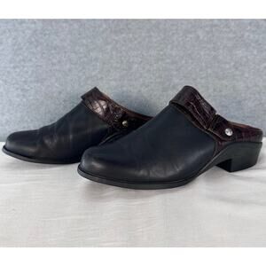 Ariat Womens sz 9.5 Black & Brown Clogs Western Classic Slip-On Low Heel Comfort